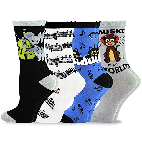 TeeHee Frauen Musik Baumwolle Crew Socken 4er Pack Cover