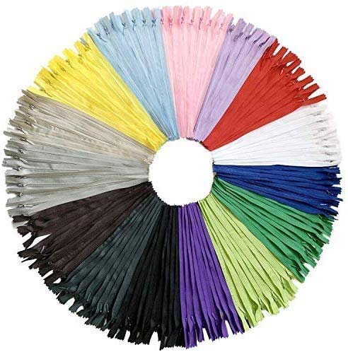 75pcs 25cm/10 Inch Invisible Multicolor Nylon Coil Zippers for Sewing and Crafts 15 Colors