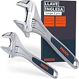 PRESCH Set de llaves ajustables - 200mm y 300mm - Escalas grabadas con láser de 30mm y 40mm (métrica y pulgadas) - Fresado de precisión para un agarre óptimo - Llaves inglesas robustas