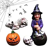 Créez une atmosphère d'Halloween : pleines d'éléments classiques d'Halloween, les statues en résine de jardin féérique d'Halloween sont conçues avec des figurines de sorcière, chaudron, citrouille, crâne et squelette, créant une atmosphère d'Halloween effrayante pour les fêtes.
