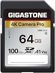 【5-Years Récupération de données GIGASTONE 64GB SD Carte, 4K caméra Pro, A1 V30 SDXC Carte mémoire 4K UHD Vidéo Compatible avec appareil photo numérique Canon, avec 1 Mini Affaires
