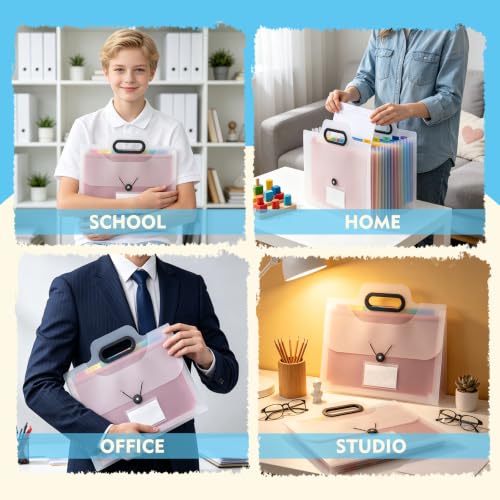 Caja de recuerdos escolares para niños K-12, álbum de fotos y libro de recuerdos del primer y último día de clases, cuaderno de recuerdos preescolar a 12.° grado, organizador de archivos con 13 bolsillos y asa miniatura 7