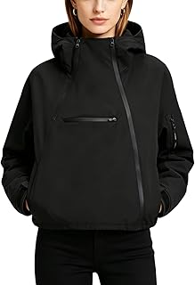 Regenjacken Damen Wasserabweisen Kapuzen Kurze Laufjacke Damen Atmungsaktiv Mit Zwei Reißverschlüssen