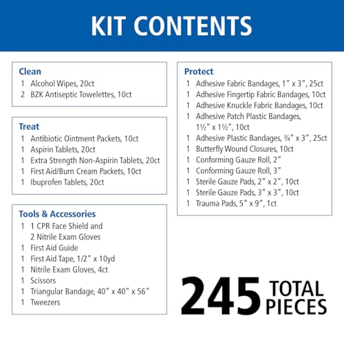 Image of First Aid Only SmartCompliance 50-Person OSHA Compliant First Aid Kit for Business and Office Spaces - Large Plastic Cabinet - Emergency Supplies for Cuts, Bruises, and Scrapes - 245 Pieces