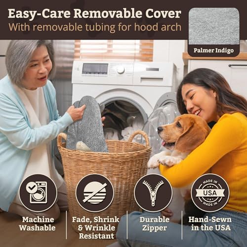 Image of Snoozer Cozy Cave Dog Bed, Round Covered Dog Bed, Palmer Dove (L)