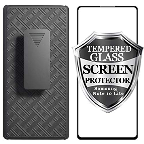 Ailiber Samsung Galaxy S10 Lite Case Holster, Galaxy S10 Lite Screen Protector, Swivel Belt Clip Kickstand Holder, Slim Rugged Full Body Armor Shell Protective Pouch Cover For Samsung S10Lite - Black #TOP7