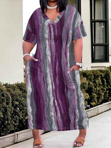 Image of SUZONANA Plus Size Dresses for Curvy Women African Print American Dress Summer Outfits Casual Loose with Pocket
