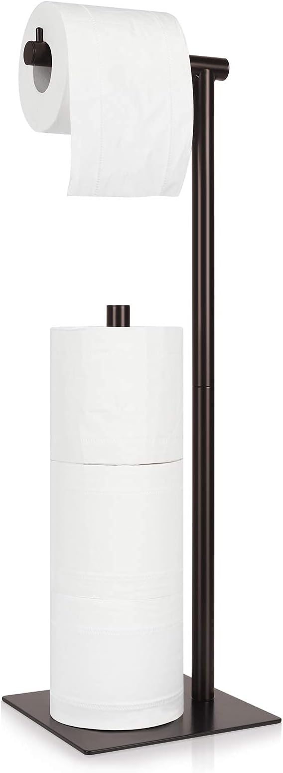 Toilet Paper Stand Toilet Paper Roll Holder Stand Freestanding Toilet Paper Holder for Bathroom Toilet Tissue Storage, Brown