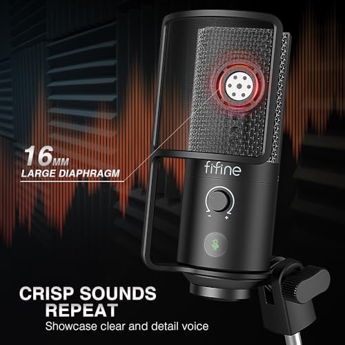 FIFINE Microfone USB Podcast, microfone condensador de computador PC Plug & Play Kit de microfone co