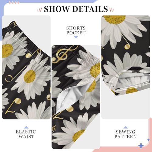 Daisy Flower Music Note Boys Long Pants Soft Trousers Elastic Waist Kids Lounge Bottoms with Pockets S-XL4