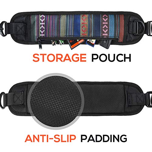 Image of waka Camera Neck Strap with Quick Release and Safety Tether, Adjustable Camera Shoulder Sling Strap for Nikon Canon Sony Olympus DSLR Camera - Retro