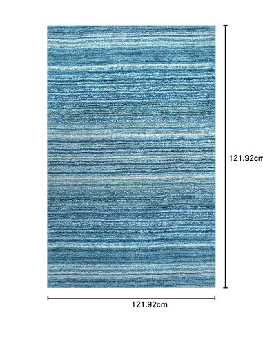 Image of Classie Ombre Pattern Shag Area Square Rug, 4X4 Feet, Sky Blue Mixture
