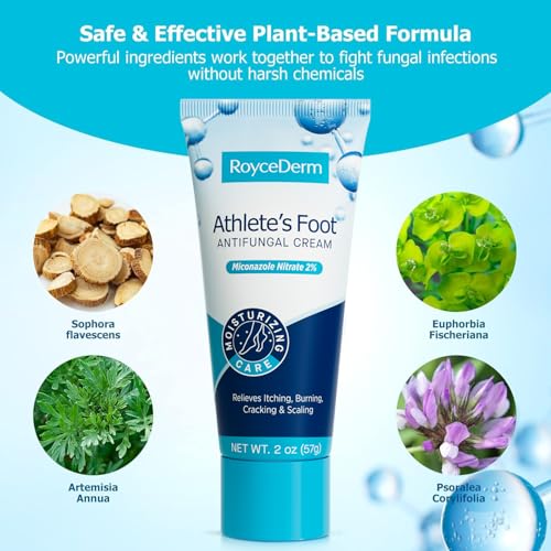 Image of RoyceDerm Extra Strength Athletes Foot Treatment Cream - Powerful Antifungal Relief for Itching and Burning - Suitable for Men and Women