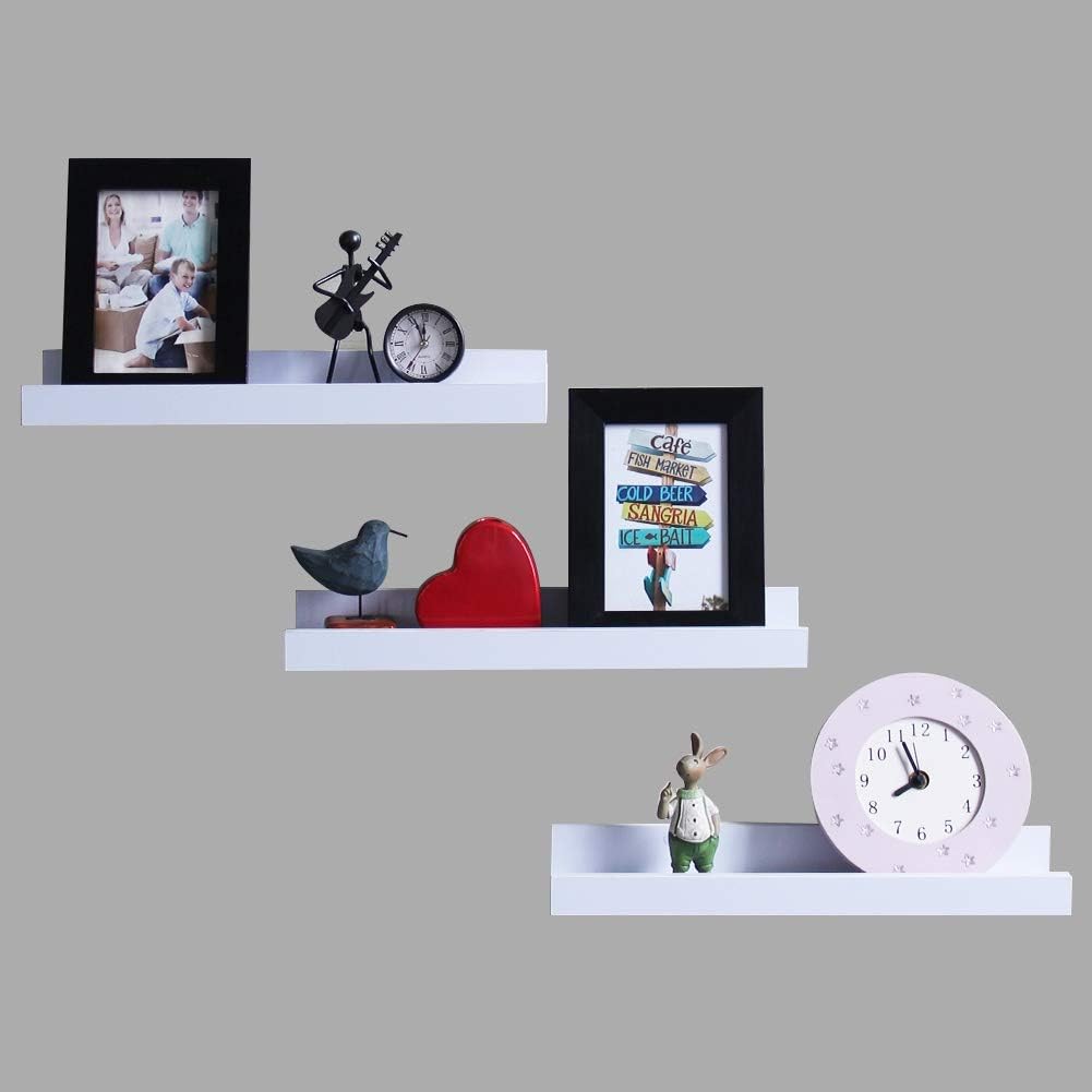 Shelving Solution 16 inch Floating Wall Shelves, Set of 3, White