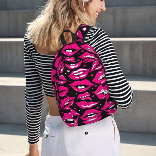OdDdot Laptop-Rucksack, Tagesrucksack, Motiv: Muscheln, Sanddruck, für Reisen, Camping, Wandern, Büchertasche für Damen und Herren, Lippen, S