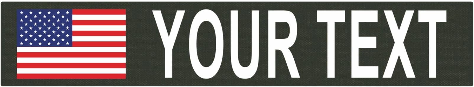 Custom Name Tape Patch w/American Flag or State Image, Ranger Green