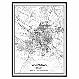 mapa zaragoza barrios Materiales - Fabricado en lona impermeable. Impresión UV de alta definición. Esta obra de arte no está enmarcada.