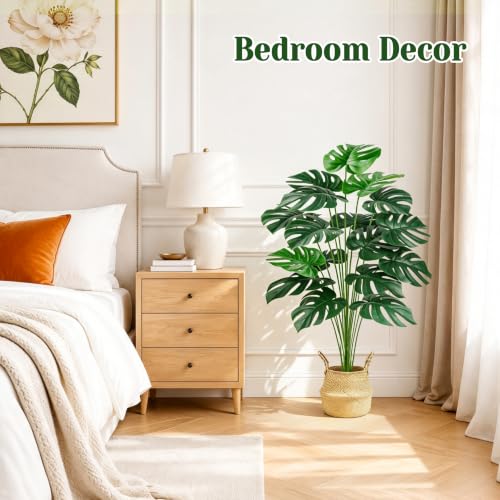 Der Rose 44" Realistic Artificial Monstera Plant with EVA Leaves and Basket - image 3