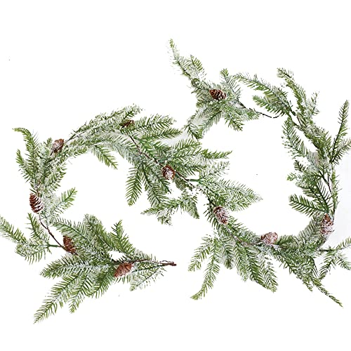 Ruolin Ghirlanda natalizia con pigne, ghirlanda di bacche rosse artificiali, 160 cm, in pino di pino, decorazione natalizia per la casa