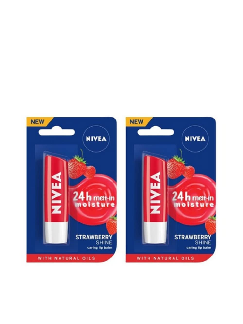 Nivea Set of 2 24 Hr Melt-In Moisture Lip Balm - Strawberry Shine-image-0