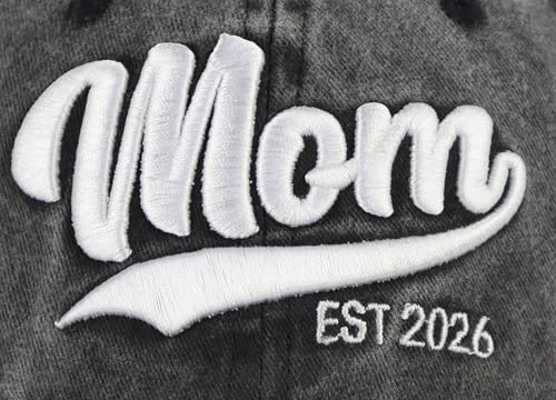 Image of 2PCS Mom and Dad EST 2026 Hat, 3D Embroidered Adjustable New Parents Gifts Baseball Cap