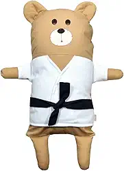 Naninha para Bebê e Crianças HEEMM HIRA IMI Tecido Macio 100% Algodão Hipoalergênica Colecionável Artesanal Lavável e com Enchimento Removível 40x25cm Modelo URSO LUTADOR