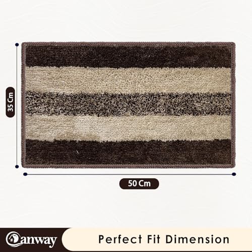 Image of CANWAY 1100 GSM Rectangular 2 Pieces|50 x 35 cm| Anti-Skid Microfiber Bathroom Door Mat, Water Absorbent Floor Mat|Brown