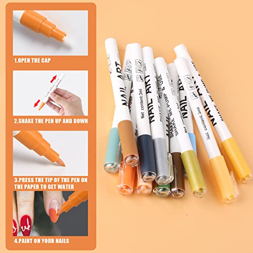 12Pcs 3D Nail Art Pens Set, Nail Graffiti Drawing Pen Nail Polish Pens Fine Tip Manicure Tools For Painting Nails Diy Nail Art Beauty Adorn Women Girls (12 Colors) #TOP25