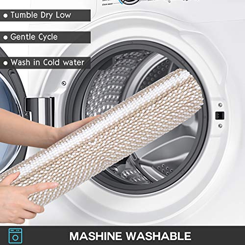 Bathroom Rug Mat, 35 x 24 Inch Extra Thick Chenille Bath Mat Rug Non Slip, Soft Absorbent Bathroom Floor Mats Rugs, Machine Washable (Khaki)
