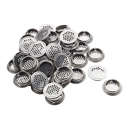 MroMax エアベントカバー ベントホール エアベントホール 換気口 空気ベント 換気グリル 通気口カバー 空気を通し パネル面 ステンレス製丸型ガラリ 戸棚空気ベント 空気循環 屋内換気口 換気装置 取付穴経35mm 50個入り