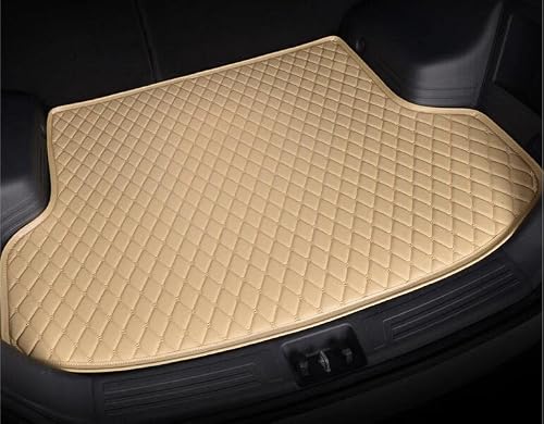 HYKYYDS Custom Car Trunk Mat Liner for 98% Sedan SUV Sports All Weather Trunk Protection Durable PU Leather Auto Heavy Duty Trunk Mat Dustproof Anti-Slip Floor Mats Cargo (Trunk Mat Beige)