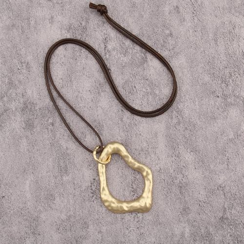 JAOYU Boho Necklace for Women Large Pendant Necklace Boho Long Choker Leather Gold Necklace Vintage Earthy Jewelry Trendy4
