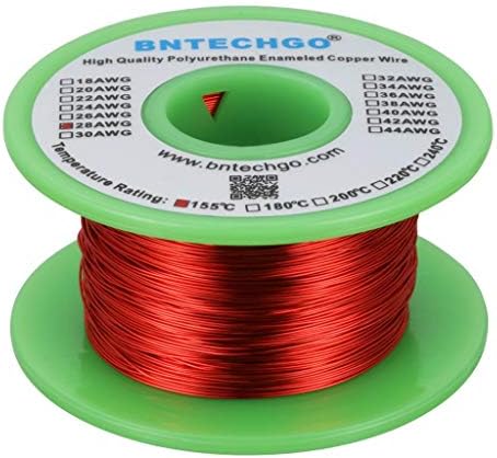 BNTECHGO 28 AWG Magnet Wire - Enameled Copper Wire - Enameled Magnet Winding Wire - 4 oz - 0.0122" Diameter 1 Spool Coil Red Temperature Rating 155℃ Widely Used for Transformers Inductors