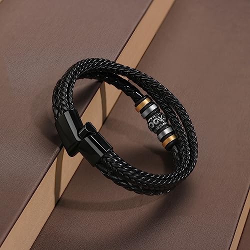 Joycuff To My Grandson Gifts From Grandma,Grandson Bracelets Birthday Father's Day Thanksgiving Day Christmas Gifts Men's Braided Leather Wristband Bracelet 9 Inches #TOP4