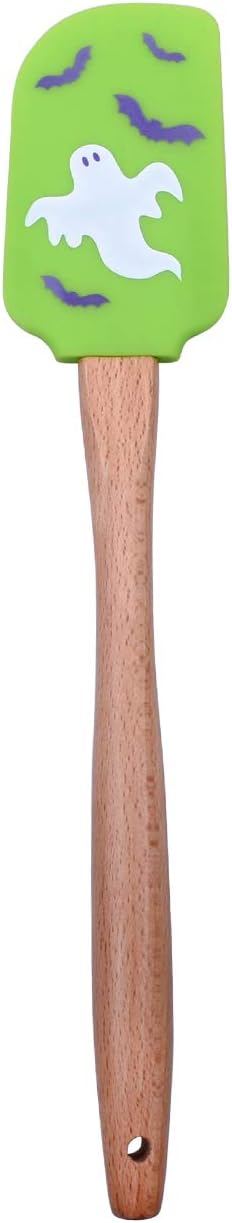 Festive Happy Halloween Silicone Spatula Holiday Kitchen Tool (Green, Ghost)