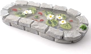 Melody Jane Dollhouse Grey Brick Garden Pond with Frog Miniature 1:12 Scale Accessory