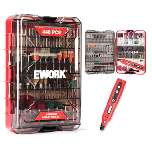 EWORK 448PCS Cordless Rotary Tool Kit 5-Speed Power Rotary Tool...