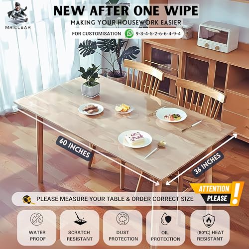 MR.CLEAR Slim Shield 60x36 Inch Clear Table Cover 1mm Clear - Image 3