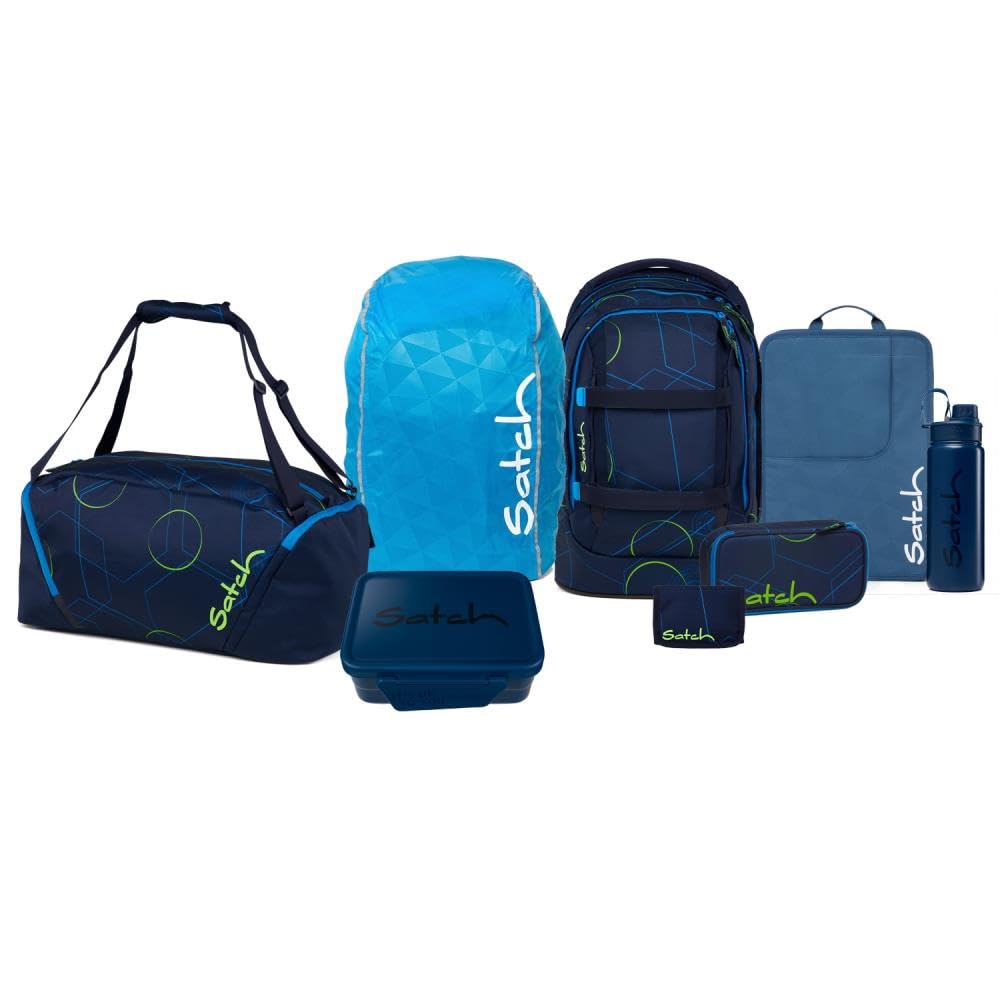 Satch Pack Kollektor Edition Schulrucksack Set 8tlg. inkl. Brotdose und Trinkflasche (Blue Tech)
