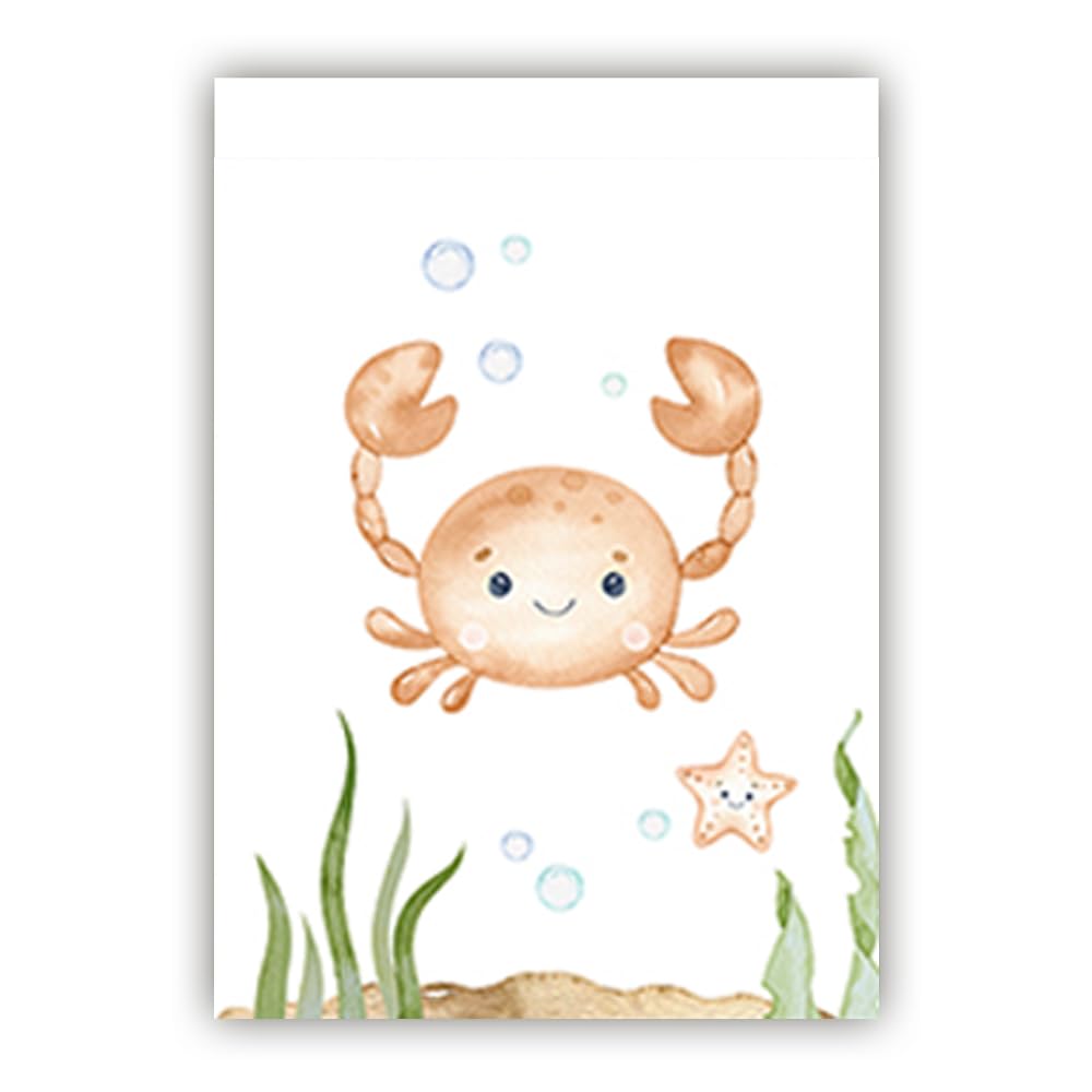BeiYiHo 6 Affiche Animaux Marins Enfant Poster Chambre Bebe Hippocampes Baleines Tortue Tableau Deco Chambre Garçon 21X30CM Toile Decoration Murale Chambre Enfant Cadeau sans Cadre