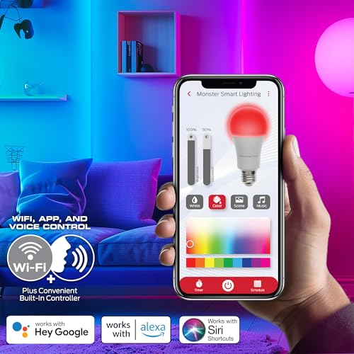 Image of Monster Smart RGB+IC LED Strip Lights 25ft - Sound Reactive Strip Lights for Bedroom, App & Voice Control, RGB Light Strip for Room, Alexa Google Home, Razer Chroma Sync - 230 RGB+IC LED Lights