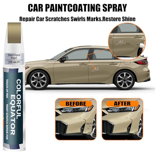 Image of Sand Dune Pearl(YR-662P) Touch Up Paint Compatible with Honda, Car Paint Pen Scratch Repair Two-In-One Touch Up Paint, Premium Car Scratch Remover for Deep Scratches