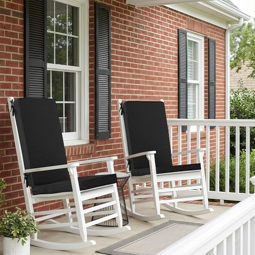 Image of Outdoor Chair Cushions 20x20, Water-Resistant & Fade-Resistant, Patio Furniture Lawn Dining Chair Seat Replacement with High Back, Ties Zipper, Removable Cover, Set of 6, Black
