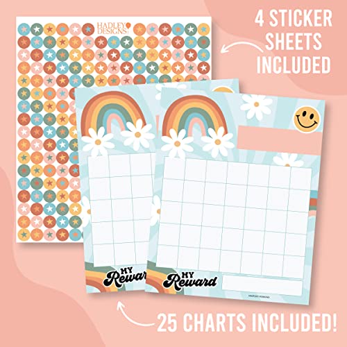 Star Sticker Chart For Kids Behavior -25 Toddler Sticker Reward Chart For Kids Incentives, Behavior Chart For Kids At Home & Classroom, Retro Incentive Chart For Classroom Must Haves - Image 2