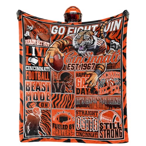 KETBLNB Blanket for Cincinnati Football Gifts for Cincinnati Gifts for Men Women Throw Blanket for Couch Gear for Men 60x50