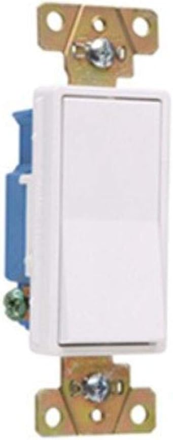 Legrand Pass & Seymour 2601W 15 Amp 120/277V Single Pole Decorator Rocker Specification Grade Light Switch, Back & Side Wire, White (1 Count)