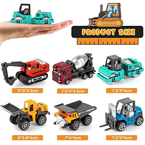 YIMORE Mini Lastwagen Autos für Jungs Bunt Baufahrzeuge Spielzeug Geschenkset für Kinder ab 3 Jahren (6 pcs)