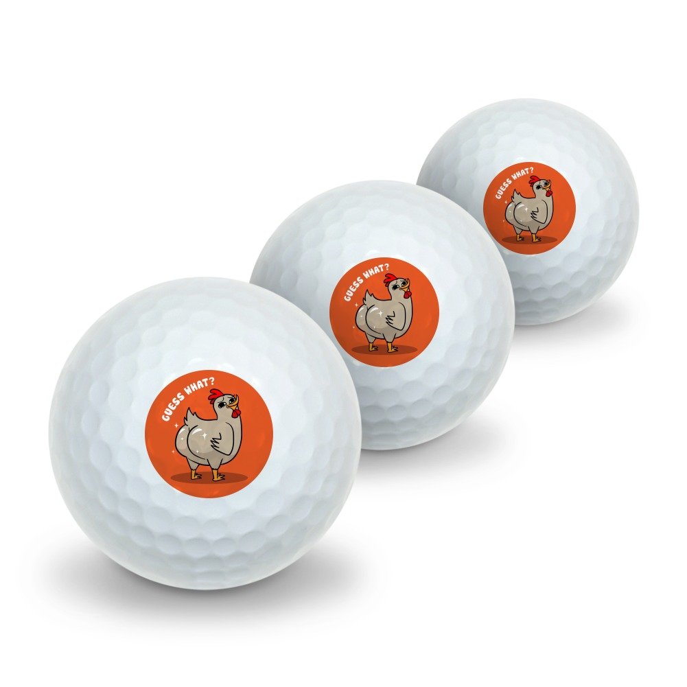 GRAPHICS & MORE Guess What Chicken Butt Funny Novelty Golf Balls 3 Pack
