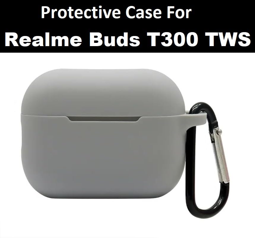 Image of ColorCase Front & Back Full Protection Silicon Case Cover for Realme Buds T300 TWS - (Grey) (Earbuds Not Included)