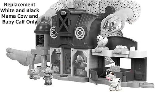 Miniatura 5 de Pieza de repuesto para Fisher-Price Little People Caring for Animals Farm - DWC31 y CHJ51 ~ Figura de repuesto de vaca y ternera blanca y negra